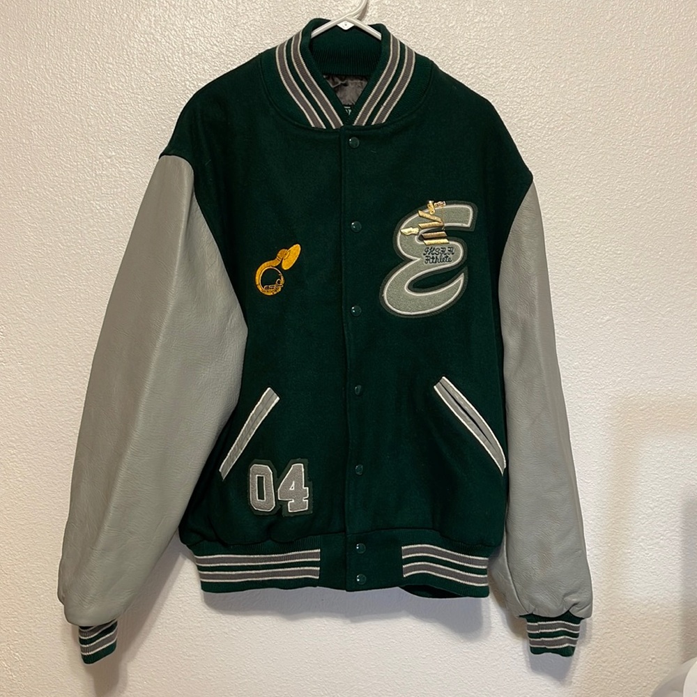 XXL 50 2004 Letterman Jacket Coat Green Eagles High School Idaho Band 04 Vintage